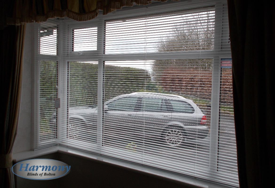 Metal Blinds in a Square Bay Window Harmony Blinds of Bolton