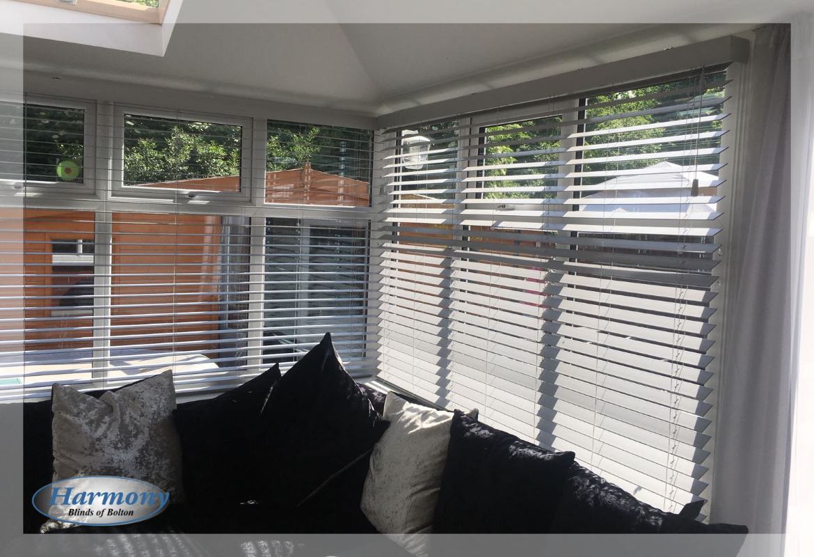 Wooden Blinds in a Lean to Conservatory