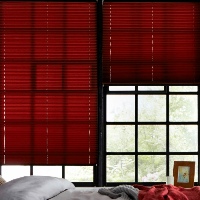 Rustic red pleated blinds look great in any room