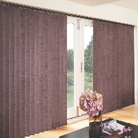 Cover large areas like patio doors with wide vertical blinds