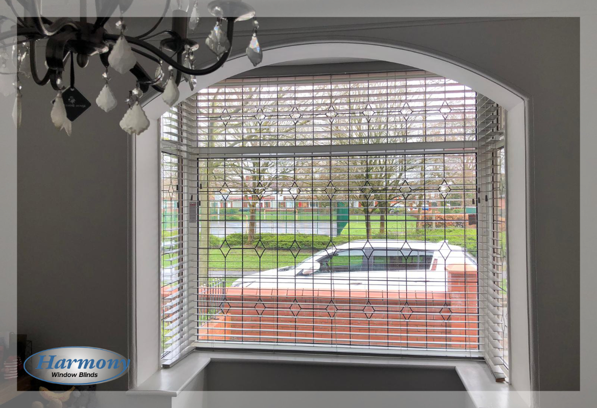 Wooden Blinds in Bay Window Archway