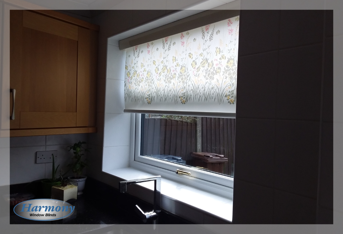 Floral Senses Roller Blinds for a Kitchen