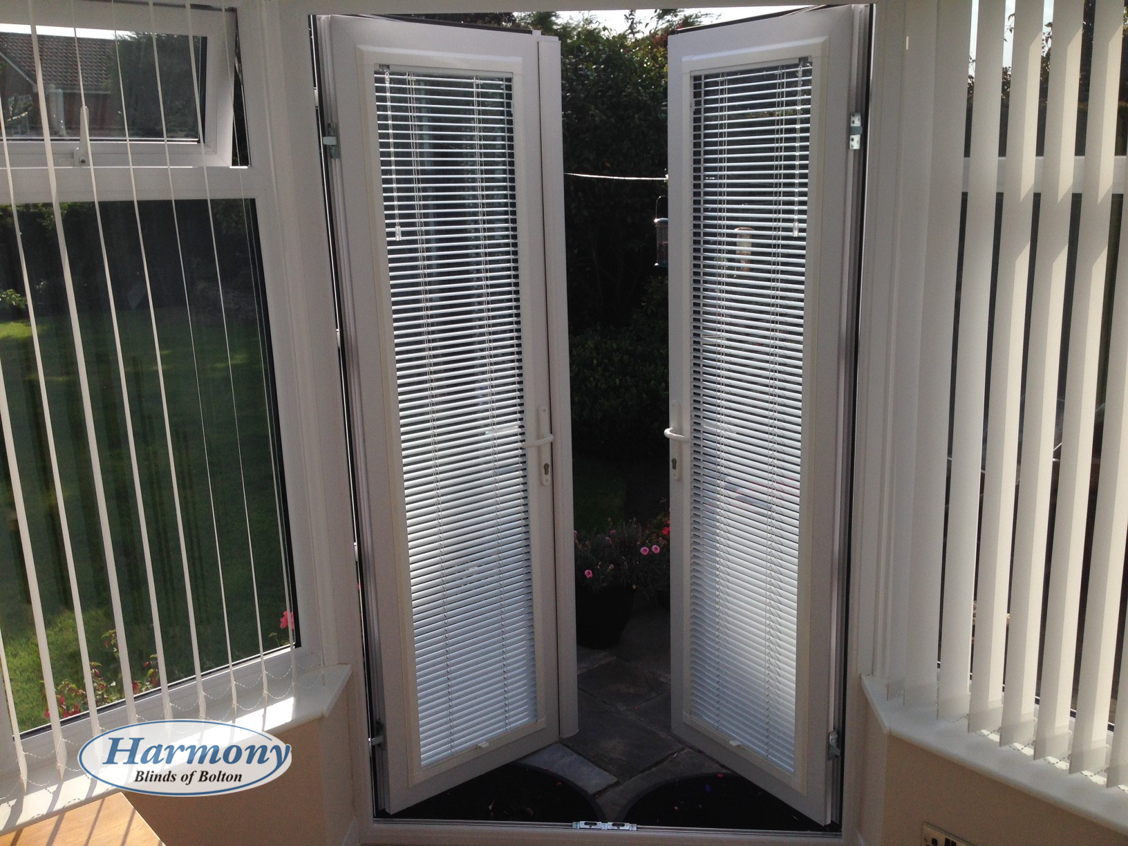 Perfect Fit Blinds on Conservatory Doors and Vertical Blinds Harmony Blinds Bolton