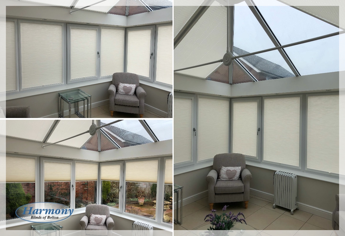 Perfect Fit Duette Blinds in a Bolton Conservatory