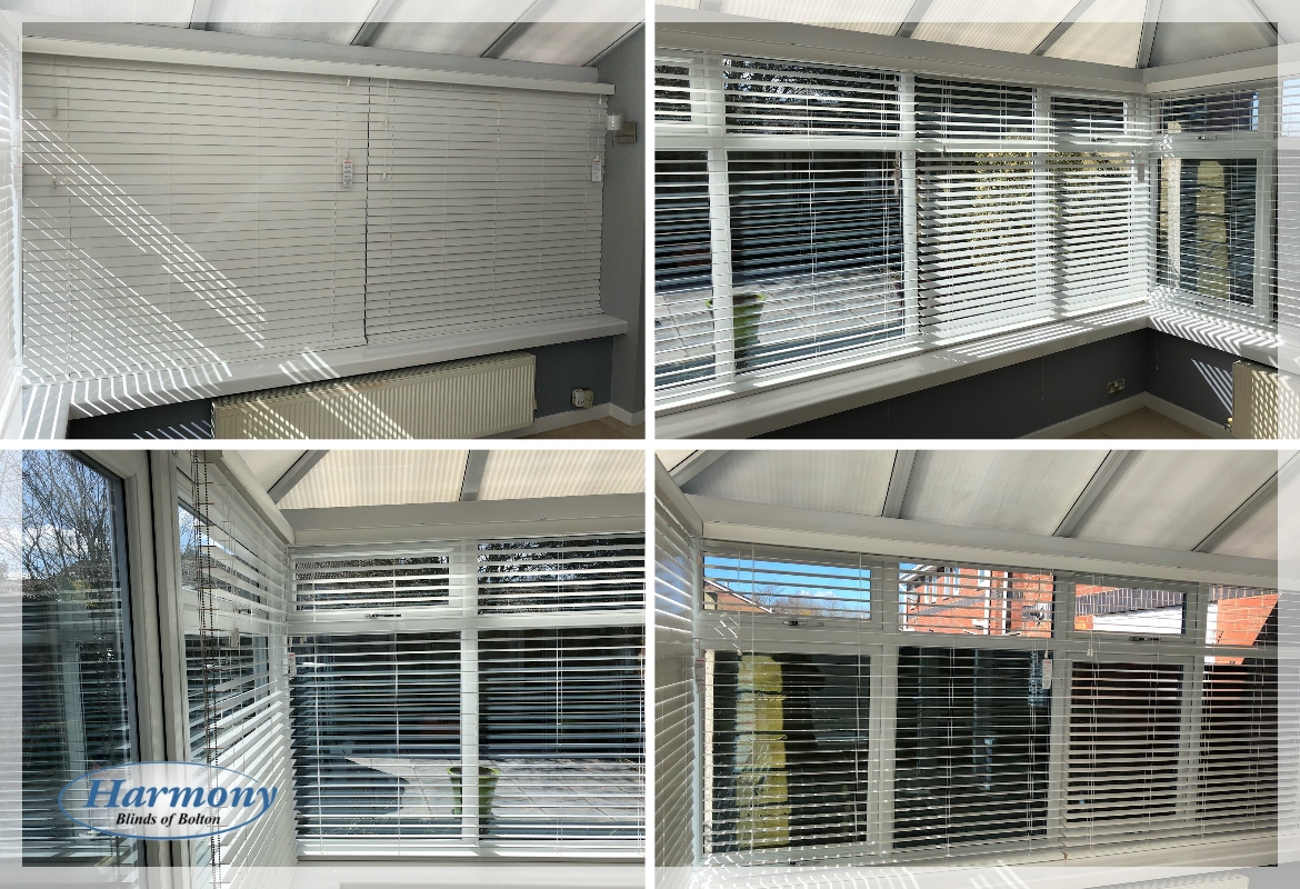 Wood Venetian Blinds in a Bolton Conservatory 
