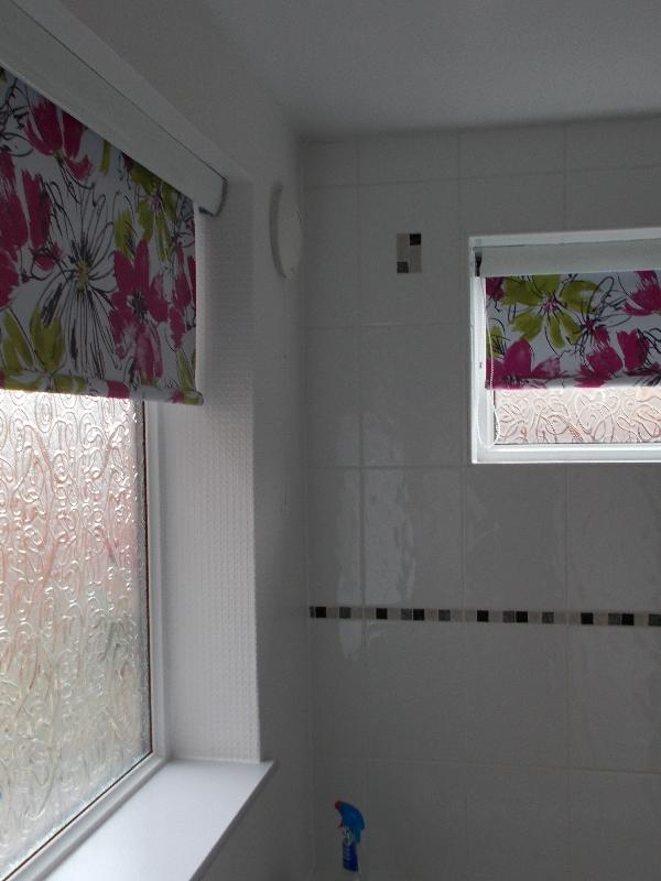 Floral Waterproof Roller Blinds in a Bathroom
