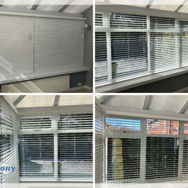 Wood Venetian Blinds in a Bolton Conservatory 
